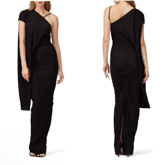 Rick Owens Lilies Black Asymmetrical Jersey Gown | Size 4 - Picture 3 of 9